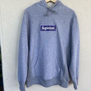 Supreme Bandana Box Logo Hooded Sweatshirt Grey